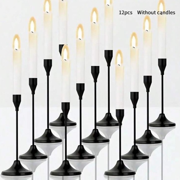 Black Candle Holders Set 12 pieces - Picture 2 of 4